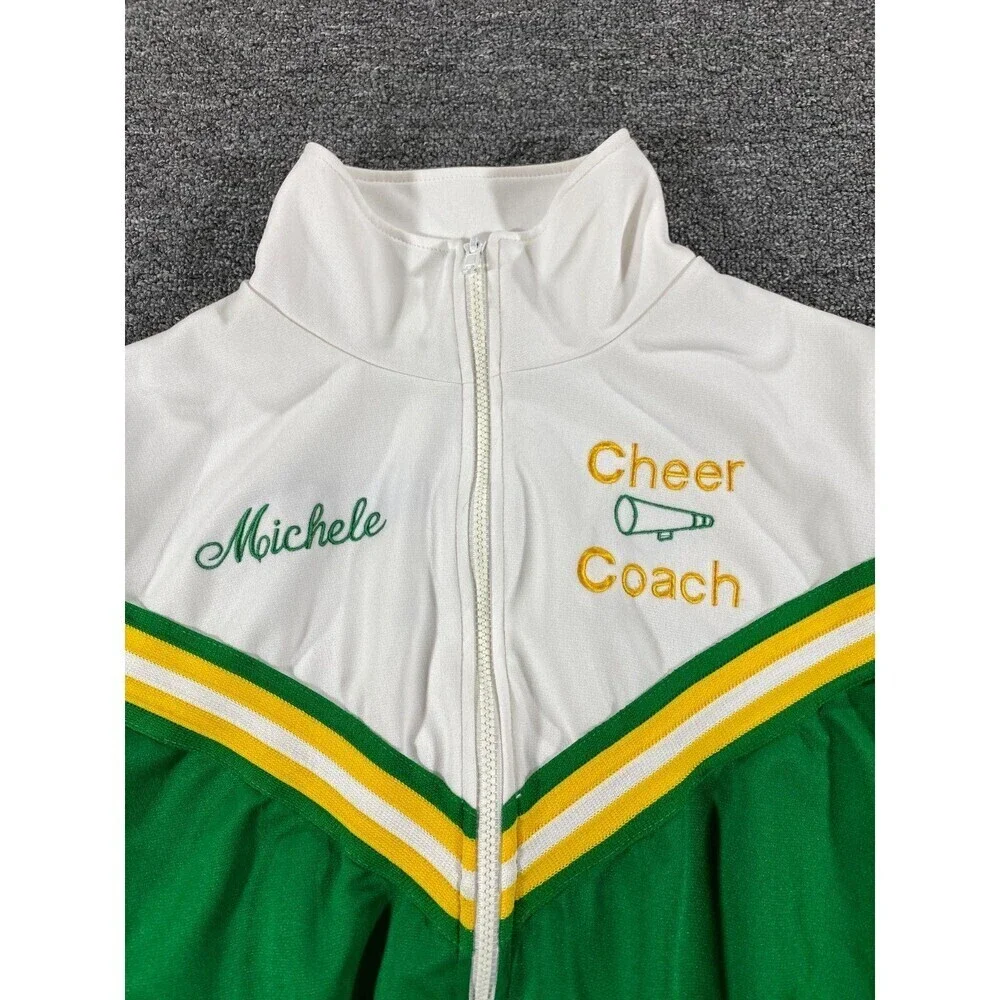 VINTAGE Dehen Jacket Green Full Zip Cheer Leader Lettermen Varsity Mens Medium - Picture 3 of 12